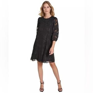 Calvin Klein - Women's Chiffon 3/4-Sleeve Shift Dress